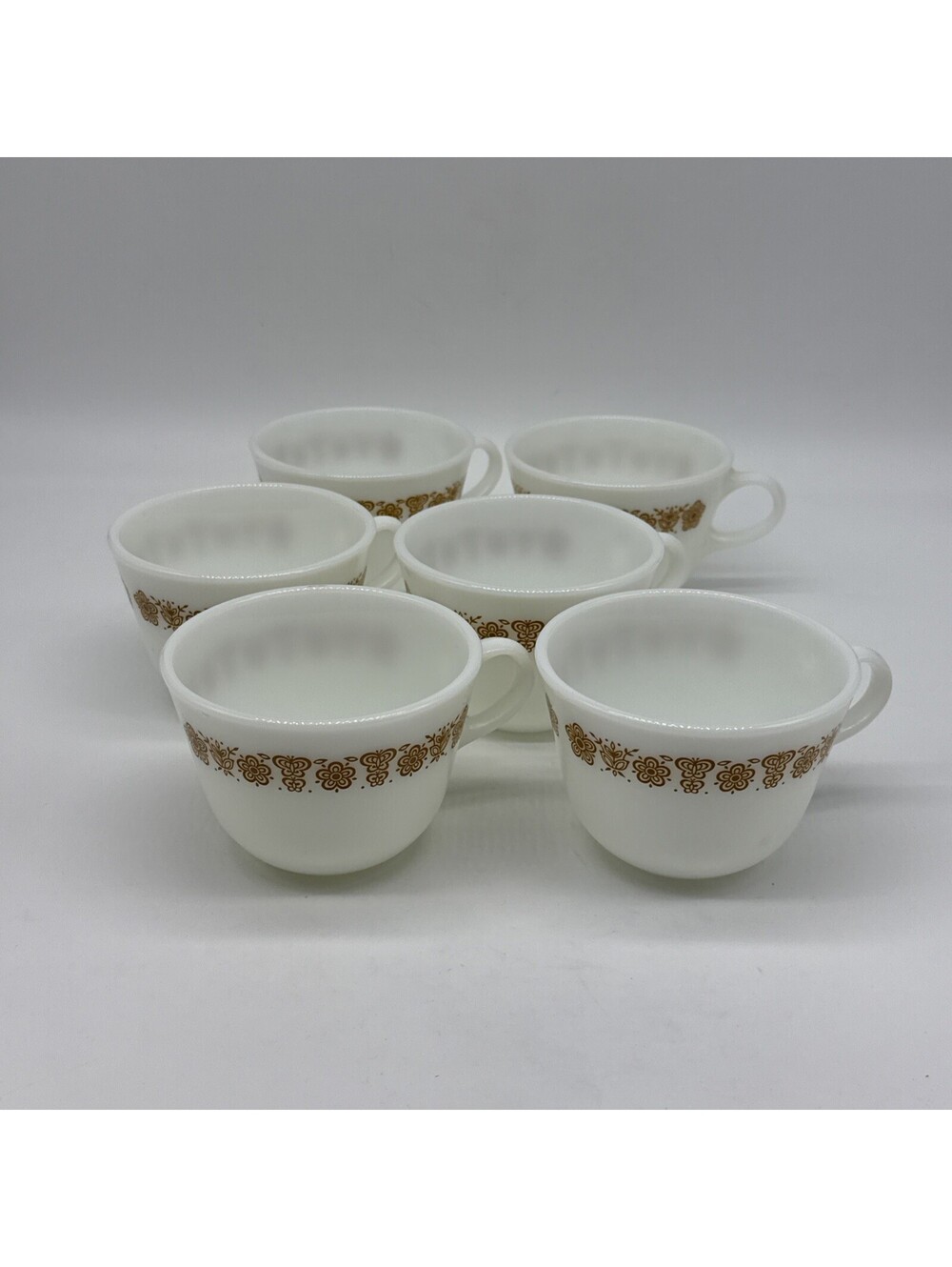 Vintage Pyrex Corning Butterfly Gold C Handle Coffee Mug Cup - Set of 6
